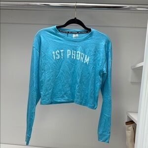 Women's Blue long sleeve Crop Top